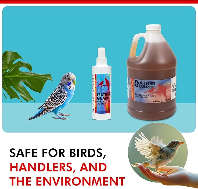 Morning Bird Feather Guard Spray for Birds 1 Gallon – Soothes Irritated & Itchy Skin – Helps Reduce Feather Picking – Promotes Healing & Feather Growth – No-Rinse Daily Care Formula