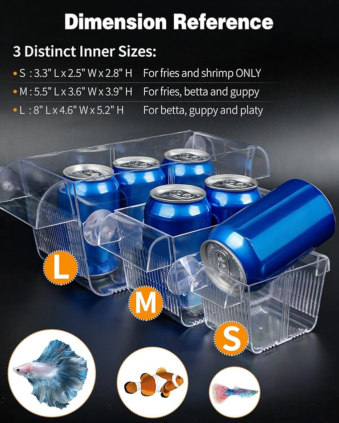 Pawfly Aquarium Breeding Box, Acrylic Fish Isolation Box with 6 Suction Cups, Aquarium Acclimation Hatchery Incubator for Baby Shrimp Betta Aggressive Fish Guppy (Small)