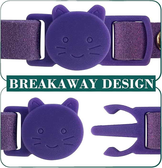 SuperBuddy Cat Collars Breakaway with Bell - 2 Pack Cat Safety Collars for Boys & Girls - Safety Buckle Kitten Collar for Pet Supplies,Stuff,Accessories