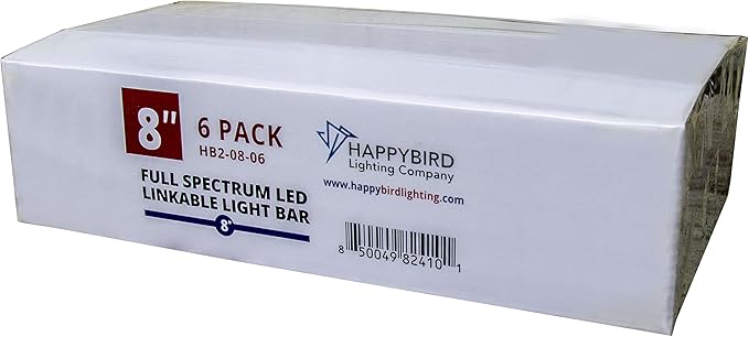 HappyBird Lightning (A Divison of M&M Cage) 8" LED linkable Light bar Without Power Source for Multiple Bird Breeder Cages, Full Spectrum LED. Will NOT Run ON ITS OWN (6 Pack)