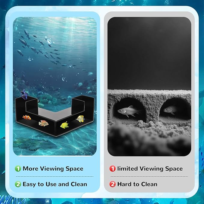 Dual-Entrance Aquarium Tunnel, Aquarium Cave Hideout 360° Viewing, Black Shrimp Cave Fish Tank Tunnels, Aquarium Underground Tunnel, Substrates Buried Tunnel for Fish Decoration