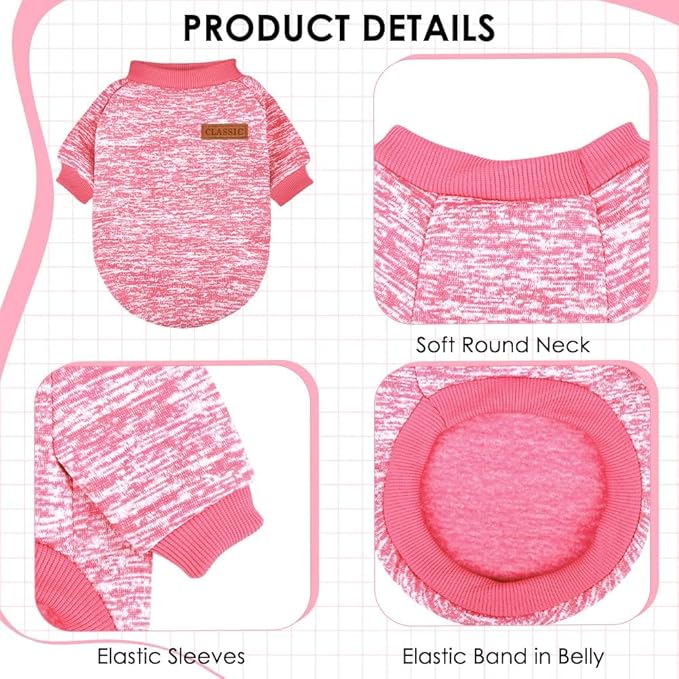 2 Pcs Dog Sweaters for Small Dogs Girl Boy Winter Fleece Clothes Warm Soft Dog Sweatshirt Outfit for Dogs Cats Pet Apparel