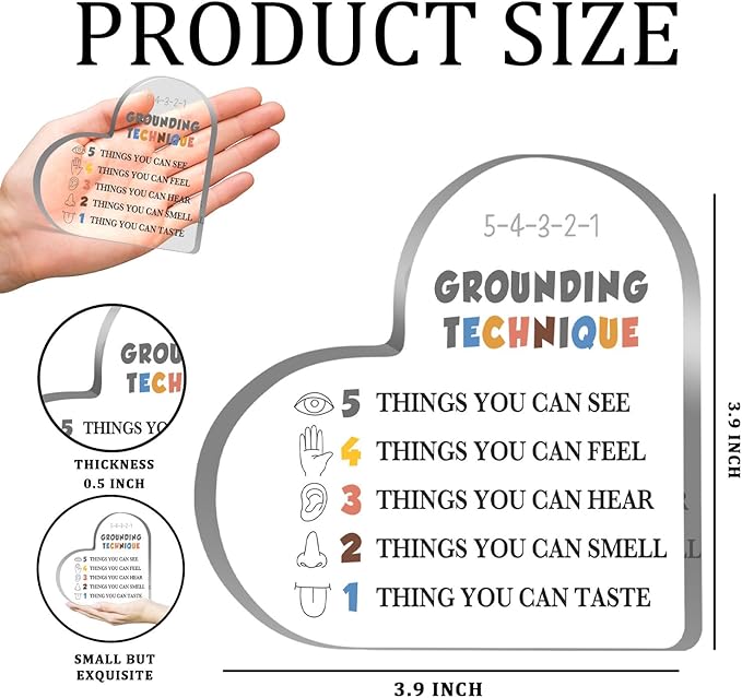 Grounding Technique Sign, Mental Health Gifts for Women, Therapist Office Desk Decor, Psychology Decorations for Corner Classroom Counseling Office, Psychology Gifts for Counselor