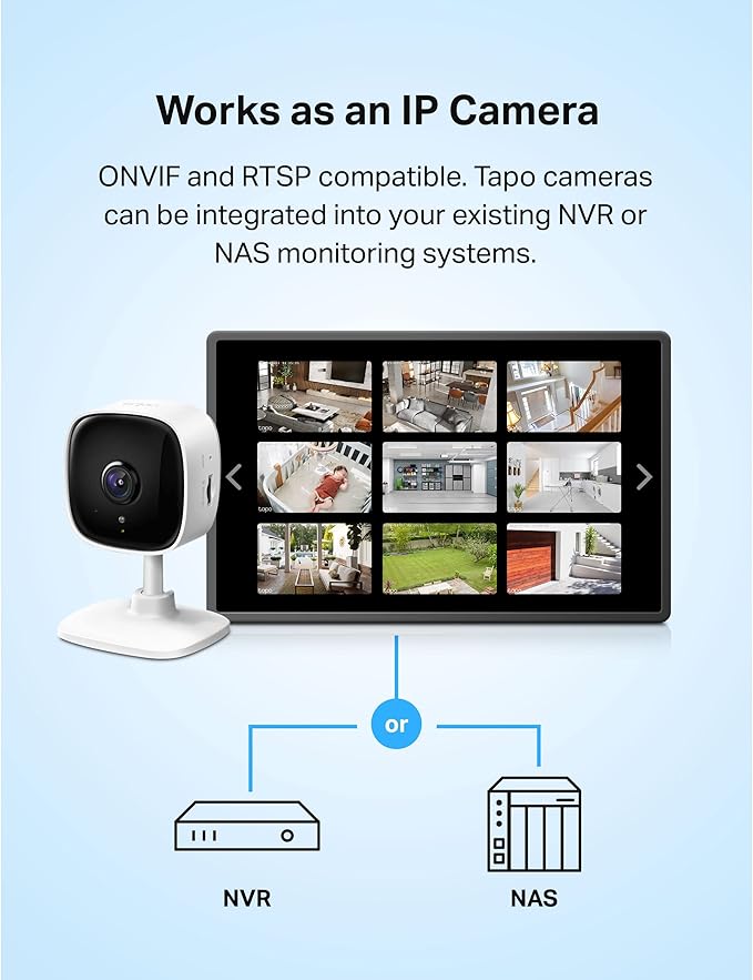 Tapo 2K Indoor Wired Security Camera - Works as a Baby Monitor & Pet Camera, Person/Motion/Baby Cry Detection, 2-Way Audio, Siren, Subscription-Free Local Storage or Optional Cloud, C110P4 (4-Pack)