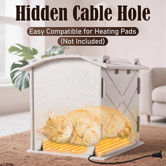 Apasiri Cat Houses for Indoor Cats: Felt Cat House Cave Cathouse, Scratch-Resistant Warm Insulated Covered, Hideaway Tent for Anxiety Relief Gift