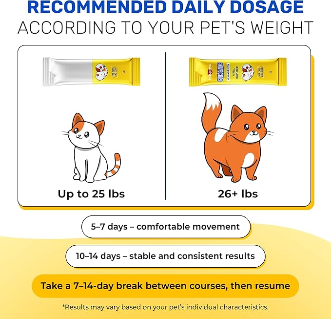Glucosamine for Cats Maintains Strong Muscular System, Ligaments, Hips – Squeezable Cat Joint Supplement with Chondroitine, MSM, Taurine – Lickable Formula with Natural Beef Flavor in 10-Sticks Pack