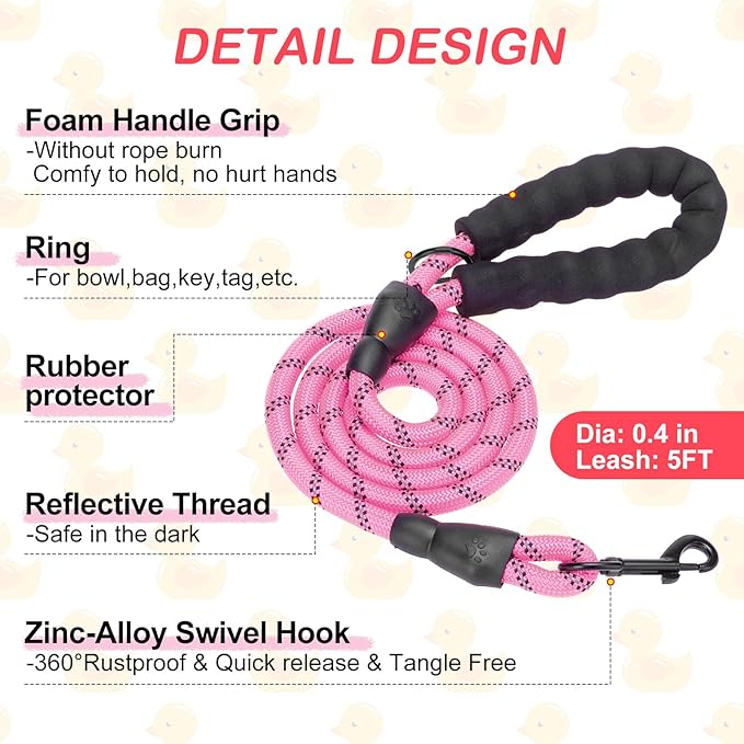BEAUTYZOO Dog Harness Medium Sized and Leash Set, Step-in Soft Padded Mesh Puppy Vest, Reflective Dog Harness No Pull No Choke, Breathable Easy Walking Vest Harnesses for Girl Boy Pets,Pink Ducks M