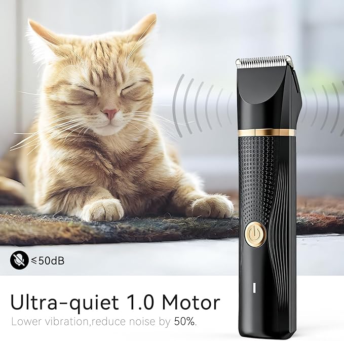 Cat Grooming Clippers Kit with Paw Trimmer, 3 in 1 Electric Pet Hair Trimmer Supplies for Thick Matted Hair, Heavy Coat Butt Shaver Cat Razor Fur Trimmer for Dogs at Home (Black)