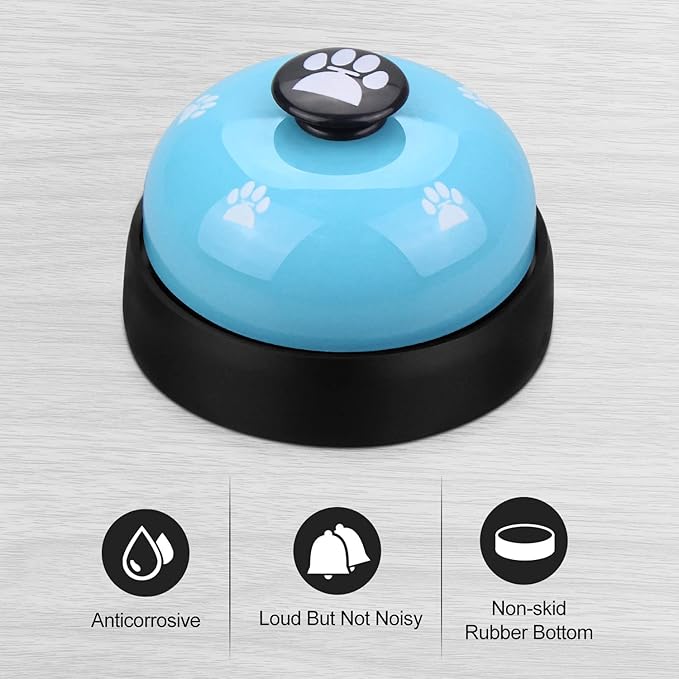 Comsmart Dog Potty Training Bells, 2 Metal Dog Paw Print Pet Bells with Non-Skid Rubber Base for Dog Cat Puppy Kitten Potty Training Interactive Game Toys, Service Bells for Hotel Bar Shop Restaurant
