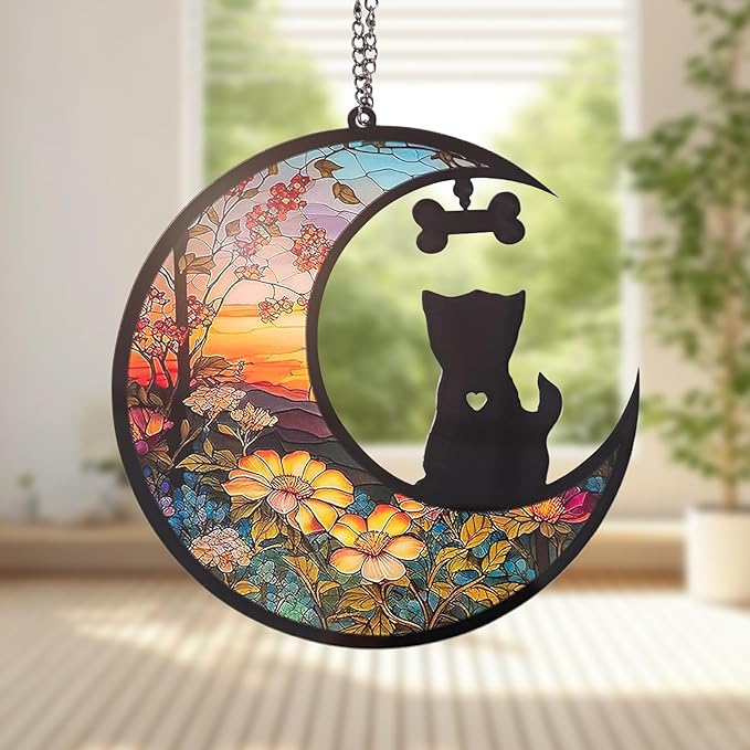 Dog Memorial Hanging, Lost Dog Sympathy Gift, Pet Loss Plastic Suncatcher, Memory Ornaments Gift for Dog Lovers (Bone Dog)