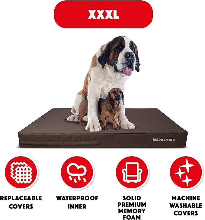 The Dog’s Bed Orthopedic Memory Foam Dog Bed Mattress, Oxford Fabric, Brown with Brown Trim, XXXL, 6-Inch