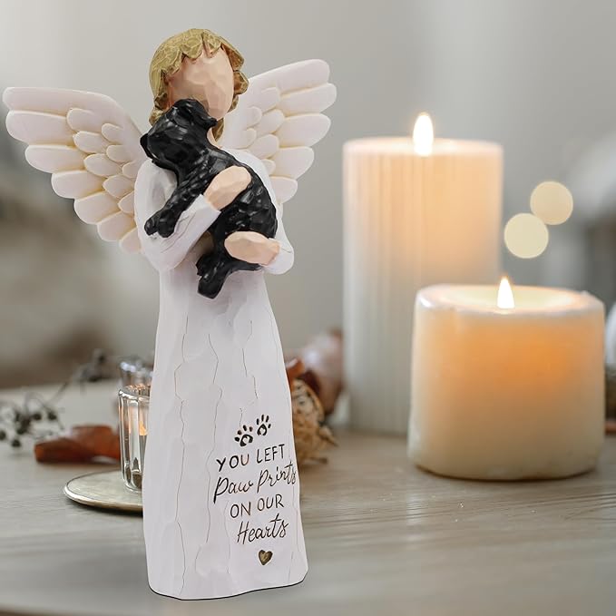 BORLESTA Pet Dog Memorial Gifts for Loss of Dog Mom Gifts for Women, Pet Loss Sympathy Gift, Pet Memorial, Bereavement Gifts Dogs Angel Figurines (Black)