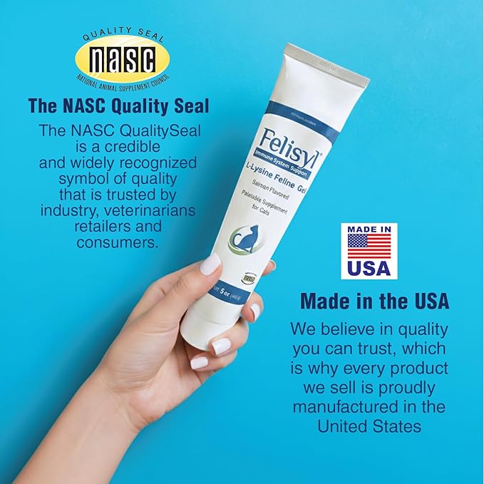 L-Lysine Gel for Cats & Kittens (5oz) – Immune System, Respiratory & Eye Health Support. Reduces Sneezing, Runny Nose & Watery Eyes. Daily Salmon-Flavor Supplement – Made in USA (2 Pack)