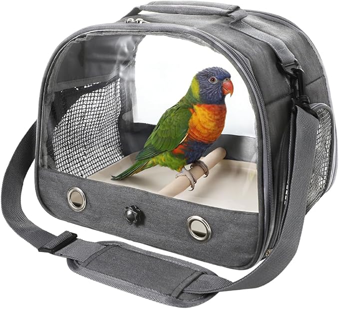 Bird Carrier Portable Parrot Parakeet Carrier Breathable Bird Travel Cage with Stand and Strap Outdoor Transparent Small Pet Carriers