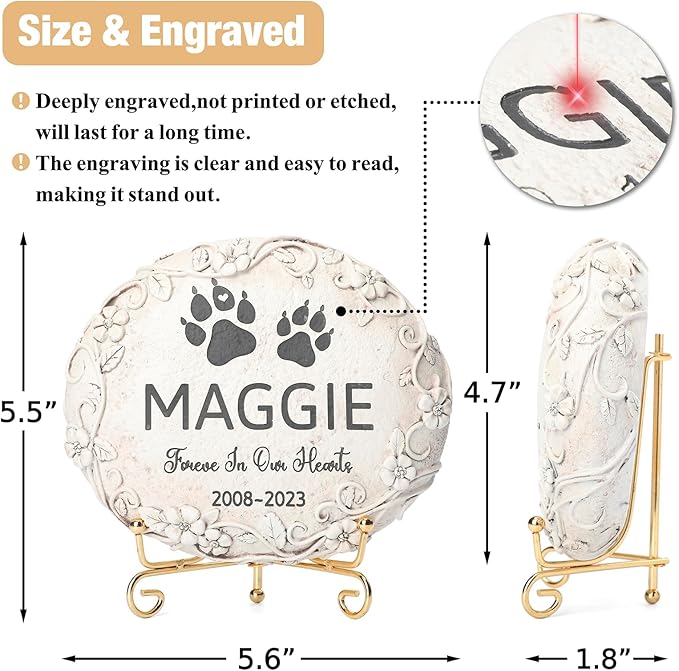 262 Personalized Dog Memorial Stone Designs – Outdoor Weatherproof Pet Memorial Stone for Headstone, Tombstone, Gravestone, and Grave Marker – Dog Memorial Gifts for Loss of Dog