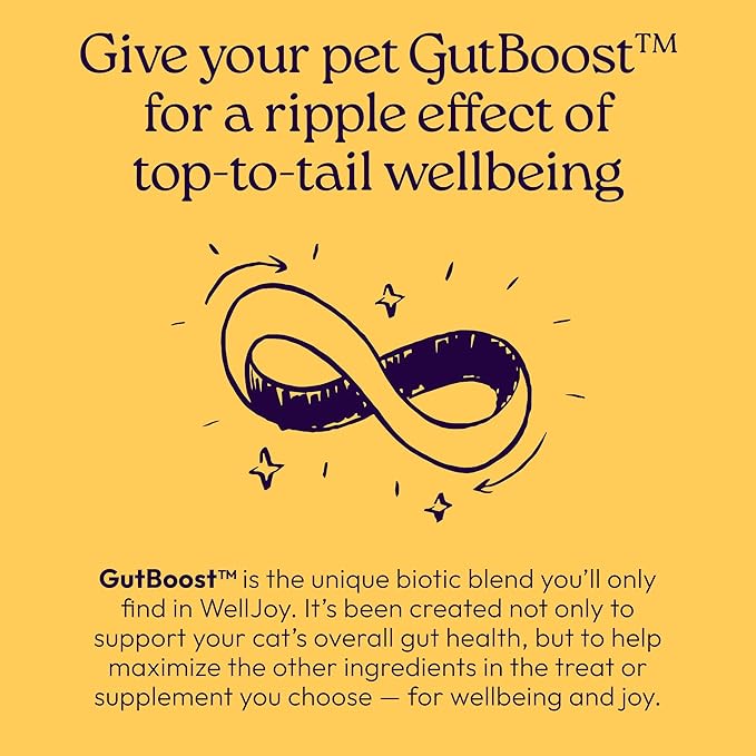 New! WellJoy Cat Supplement Immune+ GutBoost | Cat Health Supplement | Enhances Immune Response | Dual-Benefit GutBoost Formulation | Vet Formulated | Made in USA | Chicken Flavor | 90 Soft Chews