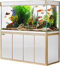 Aqua Dream 250 Gallon, All-in-One Aquarium Fish Tank with Tempered Ultra-Clear Glass, Includes Cabinet Stand, Multi-Chamber Filtration Sump, Filter Media, 1717 GPH Water Pump - White/Gold