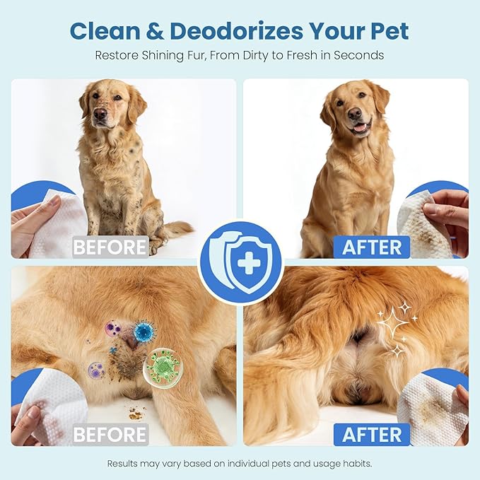 Pet Wipes for Dogs & Cats, Extra Moist & Thick Grooming Puppy Wipes with 100 Fresh Counts, Aloe Vera/Nature