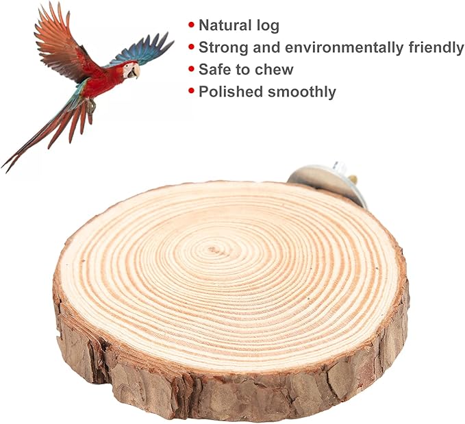 Round Wooden Springboard, Parrot Perches Stand Toy Bird Parrot Perch Bird Cage Accessories for Small Parakeets Cockatiels Hamster(10cm)