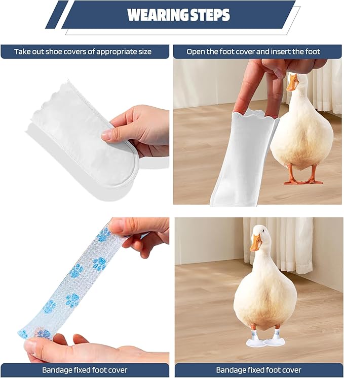 Disposable Boots for Real Duck Feet, Bumble Foot for Duck Supplies with Bandage, Large Size (Blue, 20 PCS)