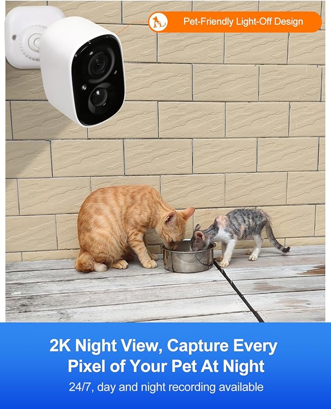 rolimate Wireless Solar Smart Pet Camera for Outdoor cat House, IP65 Weatherproof, Motion Detection, 2-Way Audio, Night Vision, SD Local & Cloud Storage, Compatible with Alexa (1)