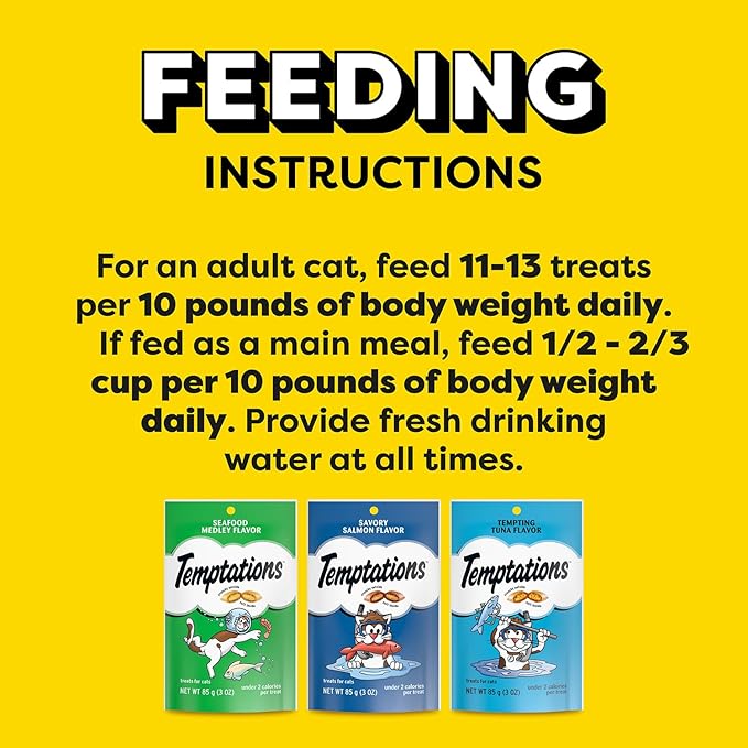 Temptations Cat Treats Classic Crunchy and Soft Seafood Lovers Variety Pack,3 oz. Pouches,(Pack of 12)