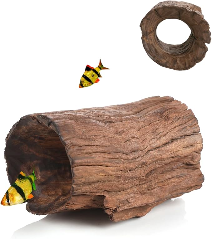 Betta Wood Tunnel Tube,Betta Fish Toys Hideout for Aquarium Fish Tank Decorations-Reptile Hide-Snake Hide-Cave for Turtle Habitat Shelter for Crayfish Shrimp and Other Aquatic Pets 5.5-7.1"