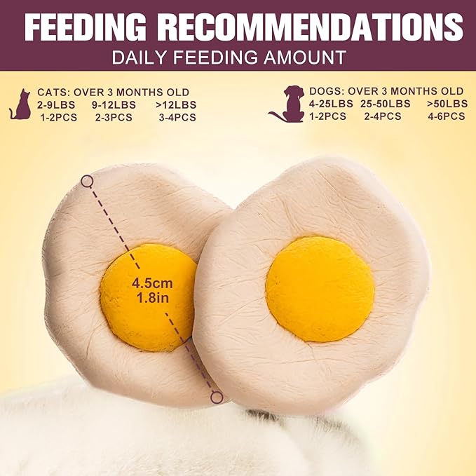 Freeze-Dried Chicken & Egg Cat and Dog Snacks - No Additives, Naturally Gentle, Suitable for Training Kittens and Puppies, Supports Coat and Digestive Health, 3.53oz/1PC