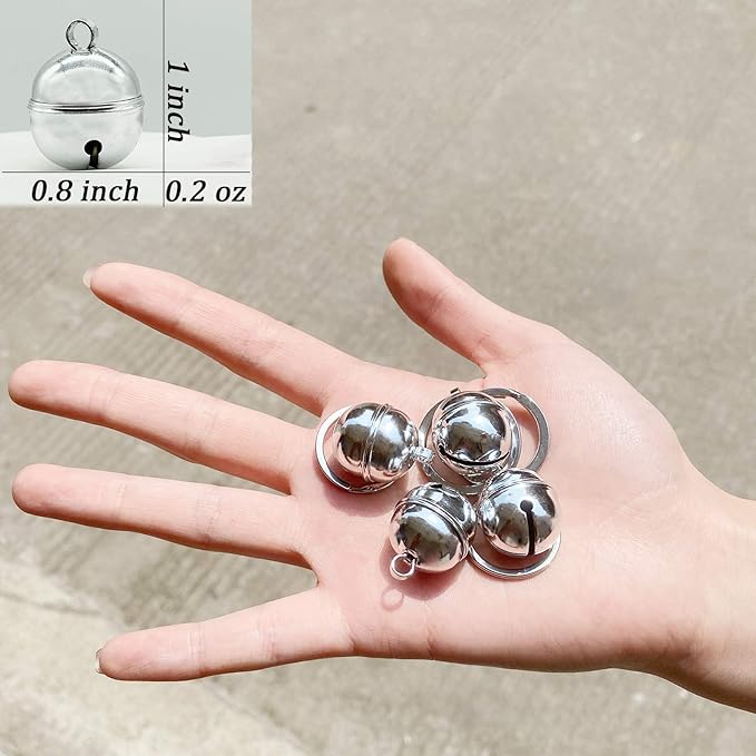 4 Cat Bells, Copper Bell for Dog and Cat Collar, Pet Tracker Training Bells for Small Medium Large Dogs(Silver)