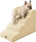 EHEYCIGA Curved Dog Stairs Ramp for High Beds 19.7" H, 4-Step Dog Steps for Small Dogs and Cats, Pet Stairs for High Bed Climbing, Non-Slip Balanced Pet Step Indoor, Graige