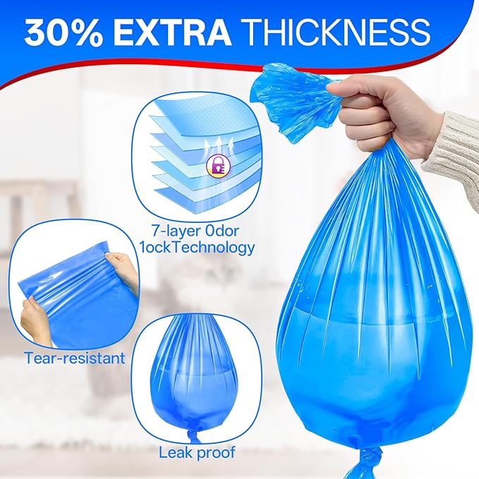 Cat Litter Refill Bags Compatible with Litter Genie XL+/Plus/Standard/Style/Desgin Pail, 10 Pack Extra 45% Length, 30 Months Use Time,Super Odor Control (Cartridge NOT Included)