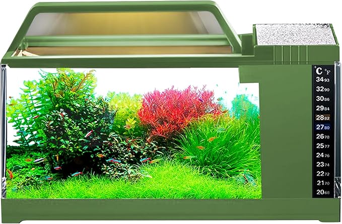 Fish Tank Kit - Aquarium Starter Set, Desktop Fish Bowl with Filter Light | LED Water Circulation Tank, Compact Quiet Pump System for Home Bedroom Office Living Room Decorations