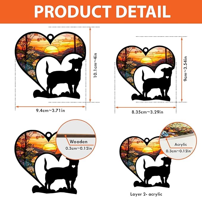 NAZENTI Personalized Dog Memorial Suncatcher, Loss of Pets Hanging Ornament, Sympathy Gift, Custom Bereavement Gifts Dogs, Dog Remembrance Gifts, Dogs Wind Chimes Memorial, Pet Owner