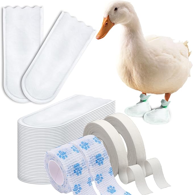 Disposable Boots for Real Duck Feet, Bumble Foot for Duck Supplies with Bandage, Large Size (Blue, 40 PCS)