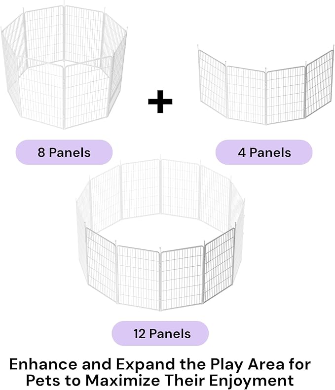 SunsGrove Indoor Dog Playpen, 45 Inch 4 Panels Play Pen for Large Dogs, Easy Setup Anti-Rust Pet Fence, White