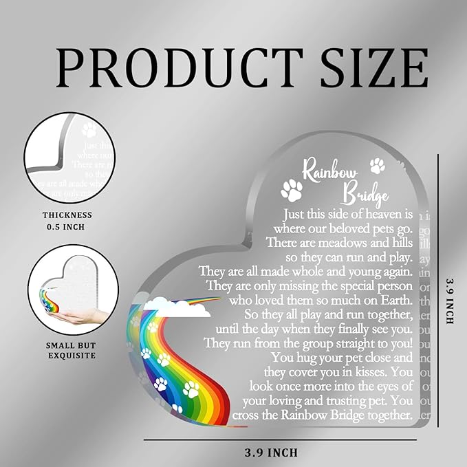 Rainbow Bridge Sign Decor, Pet Memorial Sympathy Gift for Loss of Dog Cat, Pet Loss Memorial Acrylic Decorations, Condolences Gifts for Pet Loss Remembrance Keepsake