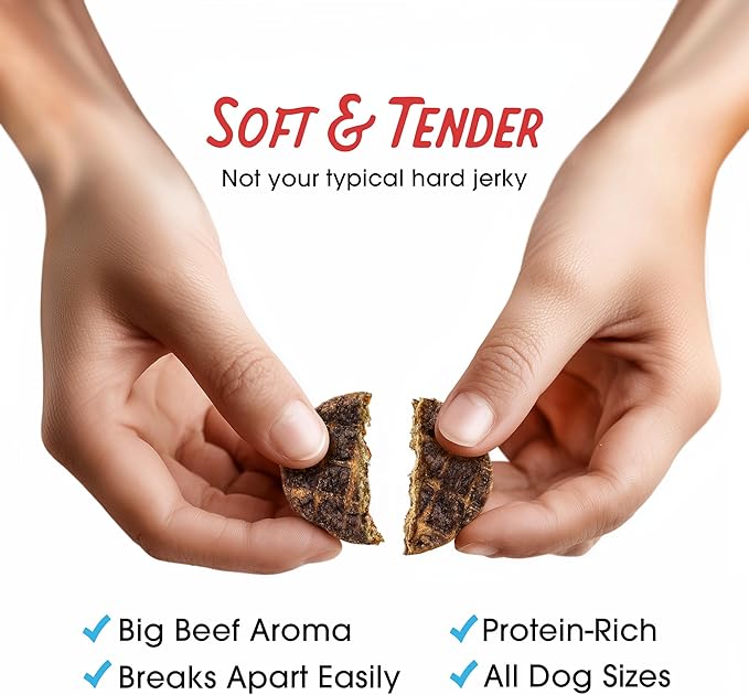 Farmland Traditions Dogs Love Beef Jerky Dog Treats with Only 3 Ingredients and No Fillers, 5 Ounce Bag