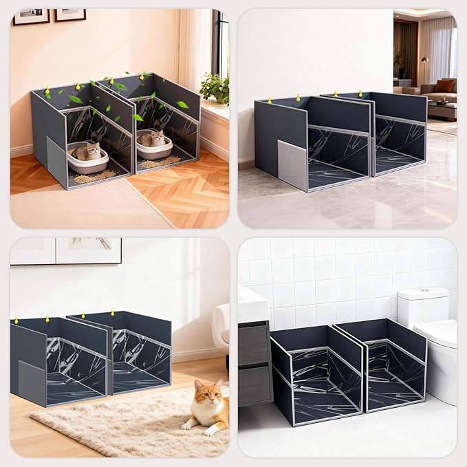 Aokeyee 2PCS Replaceable PVC Waterproof Mat for Cat Litter Box Enclosure Splash Guard, Easy Clean Light Weight Plastic Sheets, Large Pee Shield for Anti-Leakage