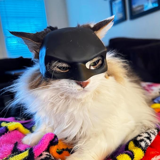 Cat Halloween Costumes, Vampire Cloak Cape Costume Clothes, Cat Bat Mask with Cloak, Red Black Pet Accessories Outfit Decor Cowl for Small Dogs, Halloween Party Pet Cosplay