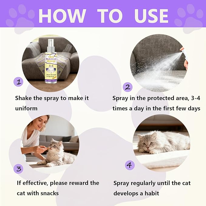 Cat Deterrent Spray,Natural Safe Cat Deterrent for Indoor Use,Anti-Scratch Training Spray to Stop Cats from Scratching Furniture, Sofas, Carpets & Curtains (Yellow)