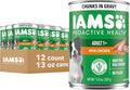 IAMS Proactive Health Wet Dog Food Adult, Canned Dog Food, Chicken Chunks in Gravy, 13 oz. Cans, Pack of 12