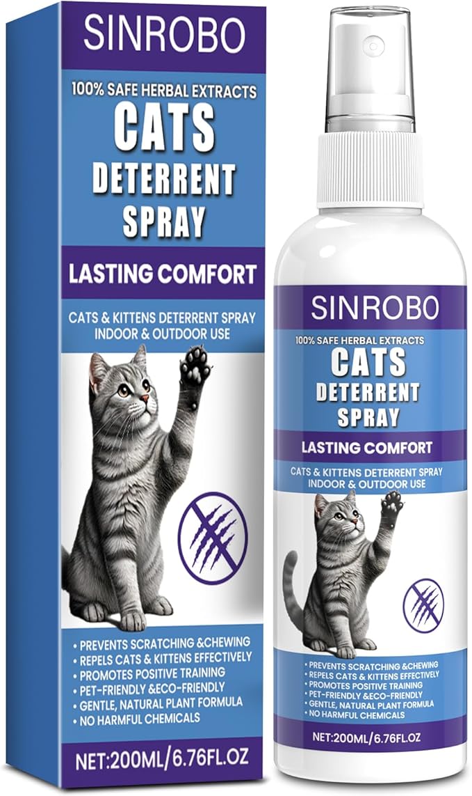 Cat Deterrent Spray - Natural Safe Cat Repellent Spray for Furniture Protection,Effective Indoor & Outdoor Training Aid to Stop Pee Spraying, Chewing & Scratching (2 Pcs)
