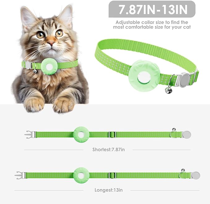 Cat Tracker, Lightweight Pet Tracker for Cats, Cat GPS Tracker Compatible with Apple Find My App(Only iOS), Real-Time Tracking, Precise Positioning, Waterproof, No Monthly Fee, Smart Alerts