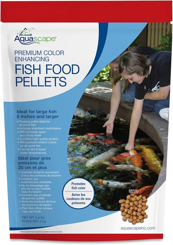 Aquascape Premium Color Enhancing Fish Food for Large Pond Fish, Large Pellet, 4.4 Pounds | 98875