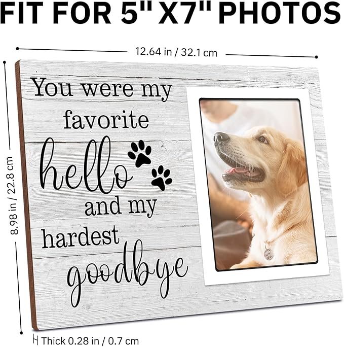 SteadStyle Dog Memorial Picture Frame, Sympathy Gift for Loss of Dog, Fits 5x7in Photo