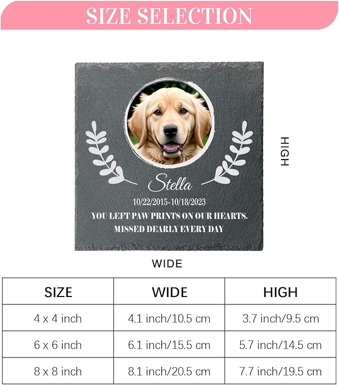 Alienc Personalized Pet Memorial Stone – Custom Dog & Cat Memorial Gifts for Loss, Outdoor Pet Grave Marker, Sympathy Keepsake for Dogs and Cats