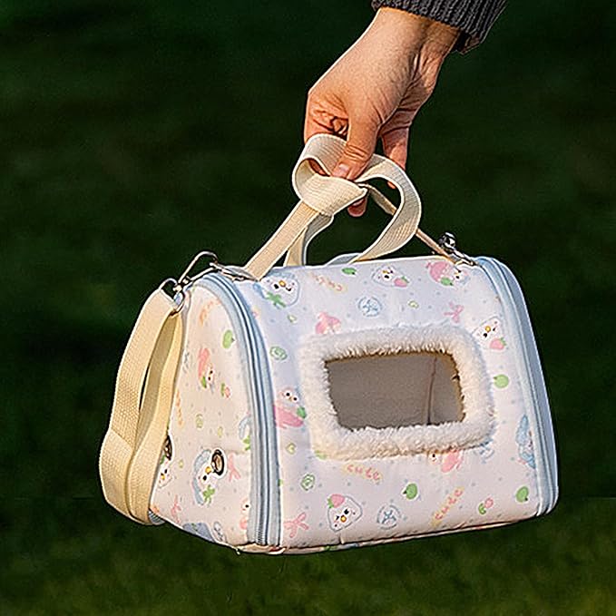 Portable Parrot Transport Cage, 23.5x18x16cm Cotton Velvet Stainless Steel Bird Carrier with Window, Pet Travel Box, Easy Carry, Outdoor Trips, Home Use