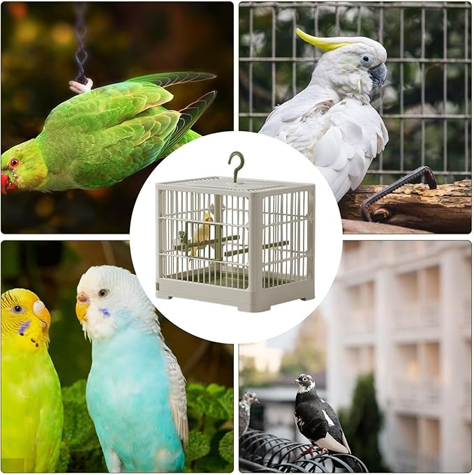 Travel Bird Cage - Portable Bird Carrier, Lightweight Detachable Tray | Hook Handle Container, Secure Travel Case for Lovebirds, Parrots, Finches, Parrotlets, Vet Visits, Outdoor Adventures