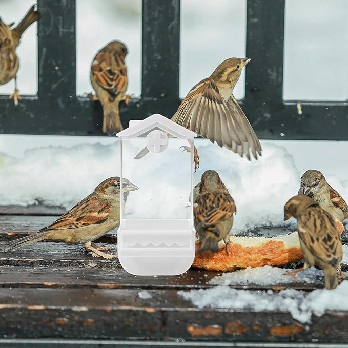 DOITOOL Large No Spill Automatic Parrot Feeder Plastic Bird Food Dispenser with Small Slot for Parakeet Cage Feeding and Watering Supplies