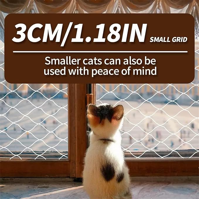 Balcony Screen for Pets,Cat Netting Balcony,Anti-Fall Pet Mesh Fence,Bite Tear Resistant,Dogs&Cat Safety Net for Balcony, Window, Stair, Patio,Anti Bird Netting for Garden/Balcony (10*26 ft)